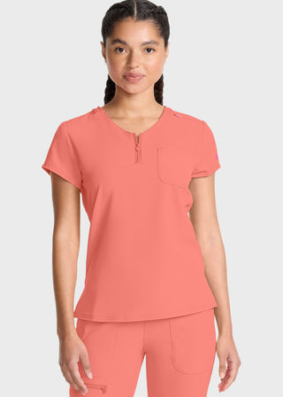 Med Couture AMP Women's Quarter Zip V-Neck Tuckable Top