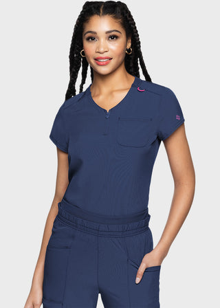 Med Couture AMP Women's Quarter Zip V-Neck Tuckable Top