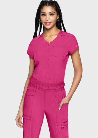 Med Couture AMP Women's Quarter Zip V-Neck Tuckable Top