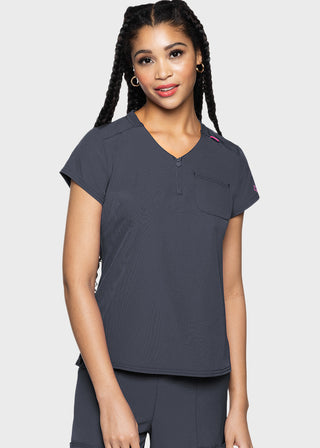 Med Couture AMP Women's Quarter Zip V-Neck Tuckable Top