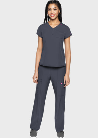 Med Couture AMP Women's Quarter Zip V-Neck Tuckable Top