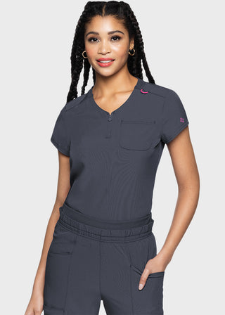 Med Couture AMP Women's Quarter Zip V-Neck Tuckable Top