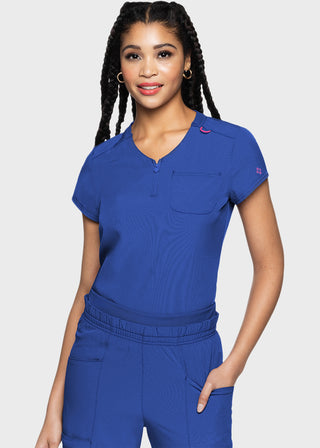 Med Couture AMP Women's Quarter Zip V-Neck Tuckable Top