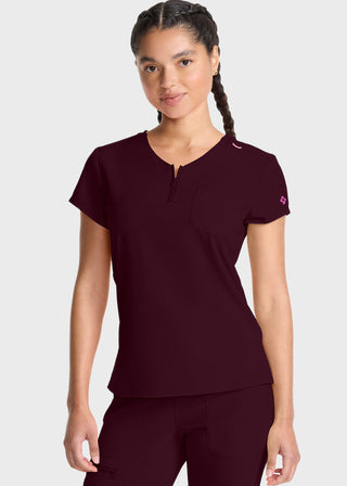 Med Couture AMP Women's Quarter Zip V-Neck Tuckable Top