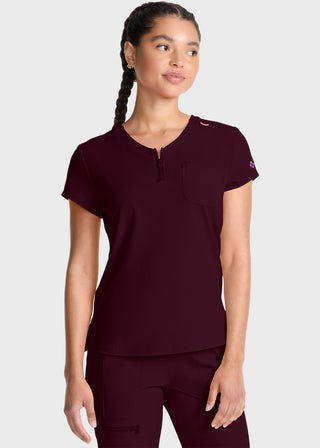 Med Couture AMP Women's Quarter Zip V-Neck Tuckable Top
