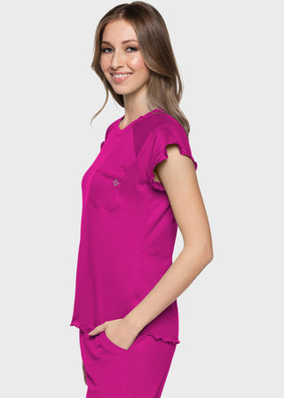 Med Couture Layers Women's Knit Lettuce-Edged Top