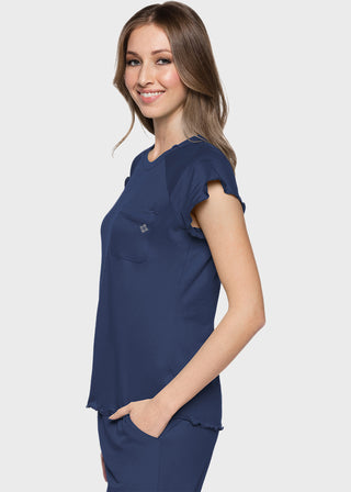 Med Couture Layers Women's Knit Lettuce-Edged Top