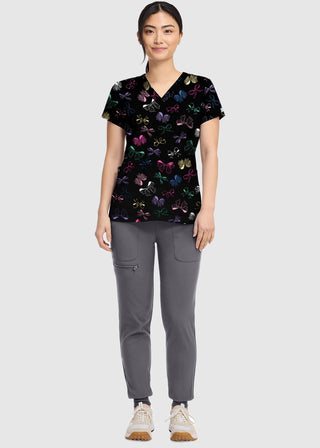Med Couture Women's V-Neck Print Top in Bow Mania