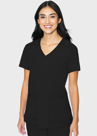 Med Couture Insight Women's Pleated Solid Scrub Top