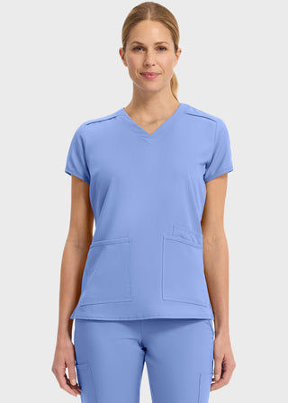Med Couture Insight Women's Pleated Solid Scrub Top