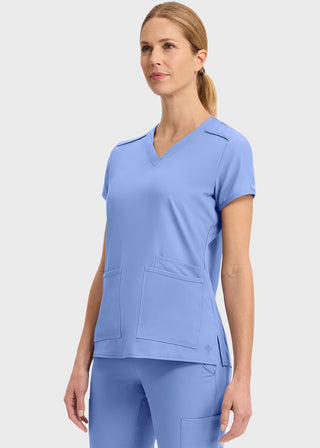 Med Couture Insight Women's Pleated Solid Scrub Top