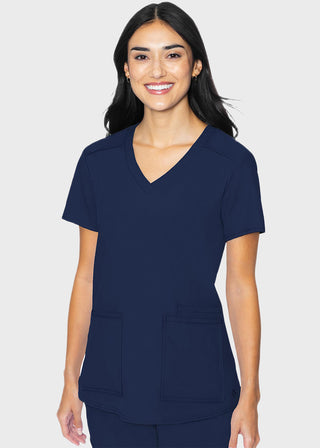 Med Couture Insight Women's Pleated Solid Scrub Top