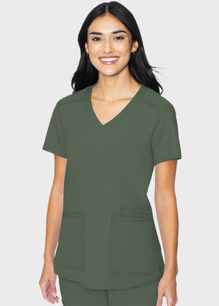 Med Couture Insight Women's Pleated Solid Scrub Top