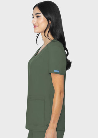 Med Couture Insight Women's Pleated Solid Scrub Top