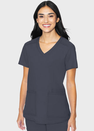 Med Couture Insight Women's Pleated Solid Scrub Top