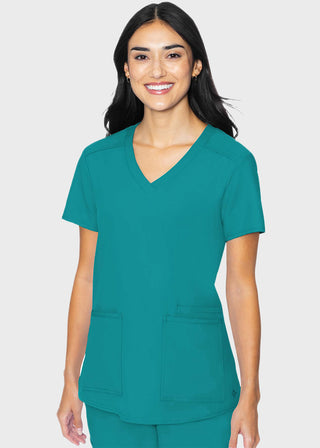 Med Couture Insight Women's Pleated Solid Scrub Top
