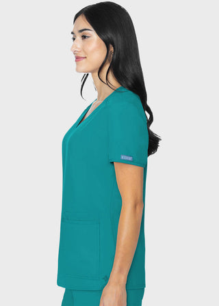 Med Couture Insight Women's Pleated Solid Scrub Top