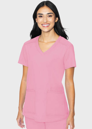 Med Couture Insight Women's Pleated Solid Scrub Top