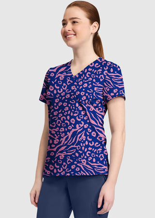 Med Couture Women's Two Tone Skin Print V-Neck Top
