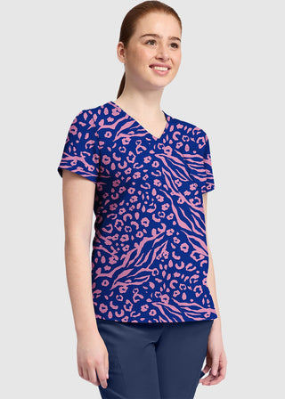 Med Couture Women's Two Tone Skin Print V-Neck Top