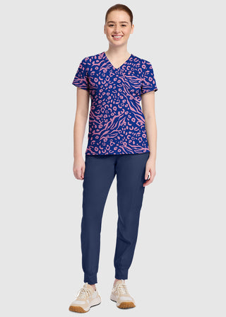 Med Couture Women's Two Tone Skin Print V-Neck Top