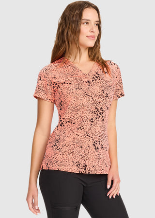 Med Couture Women's Wild Heart Print V-Neck Top