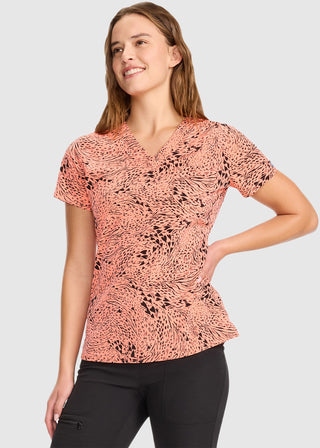 Med Couture Women's Wild Heart Print V-Neck Top