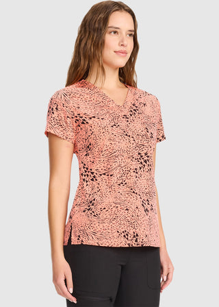 Med Couture Women's Wild Heart Print V-Neck Top