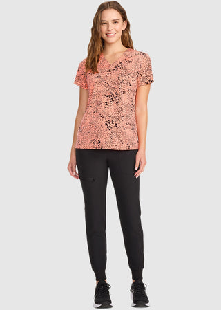 Med Couture Women's Wild Heart Print V-Neck Top