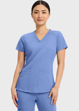 Med Couture Touch Women's V-Neck Shirttail Top