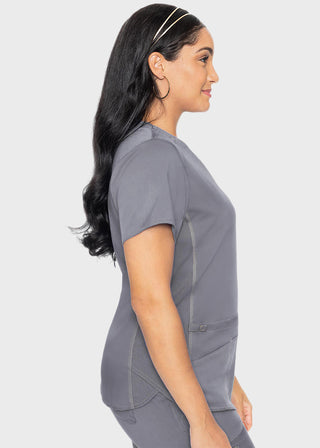 Med Couture Touch Women's V-Neck Shirttail Top