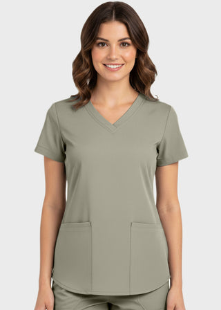 Panda Uniform Made in USA Women's Shirttail Hem V-Neck Tunic Scrub Top