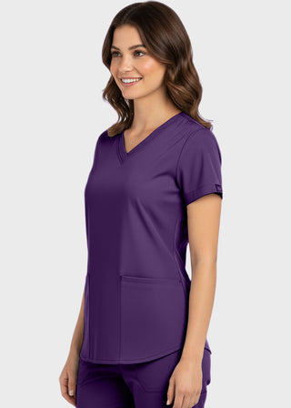 Panda Uniform Made in USA Women's Shirttail Hem V-Neck Tunic Scrub Top