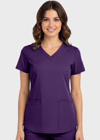 Panda Uniform Made in USA Women's Shirttail Hem V-Neck Tunic Scrub Top