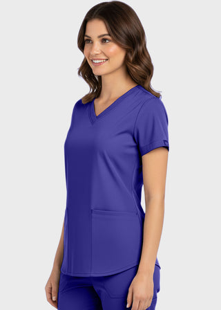 Panda Uniform Made in USA Women's Shirttail Hem V-Neck Tunic Scrub Top