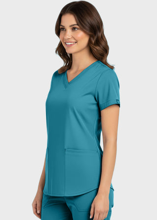Panda Uniform Made in USA Women's Shirttail Hem V-Neck Tunic Scrub Top