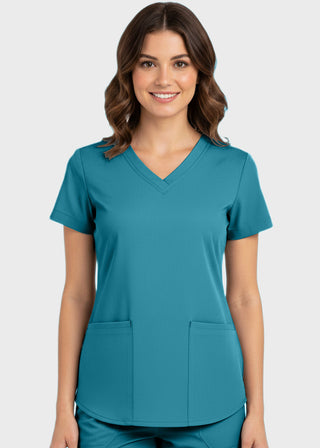 Panda Uniform Made in USA Women's Shirttail Hem V-Neck Tunic Scrub Top