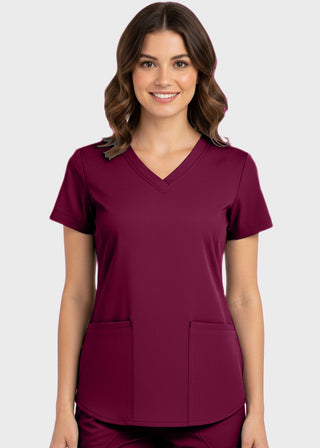 Panda Uniform Made in USA Women's Shirttail Hem V-Neck Tunic Scrub Top