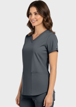 Panda Uniform Made in USA Women's Shirttail Hem V-Neck Tunic Scrub Top