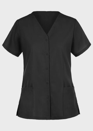 Panda Uniform Made in USA Unisex Two Pocket Button Front Solid Nursing Scrub Top