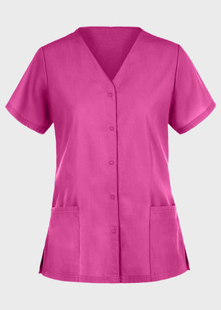 Panda Uniform Unisex Two Pocket Button Front Solid Nursing Scrub Top
