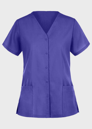 Panda Uniform Unisex Two Pocket Button Front Solid Nursing Scrub Top