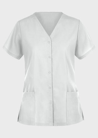 Panda Uniform Made in USA Unisex Two Pocket Button Front Solid Nursing Scrub Top