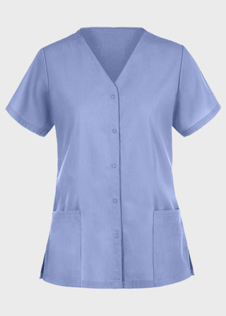 Panda Uniform Made in USA Unisex Two Pocket Button Front Solid Nursing Scrub Top