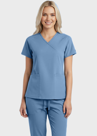 Panda Uniform Made in USA Women's Two Pocket Mock Wrap Scrub Top