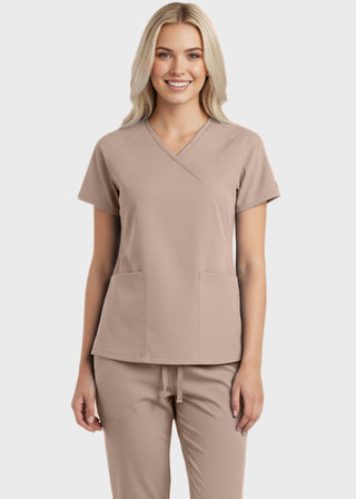 Panda Uniform Made in USA Women's Two Pocket Mock Wrap Scrub Top