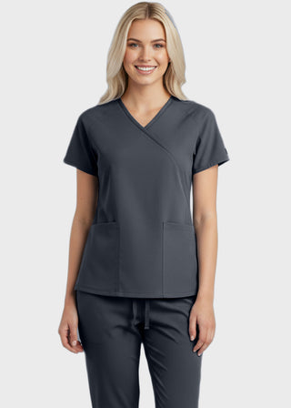 Panda Uniform Made in USA Women's Two Pocket Mock Wrap Scrub Top