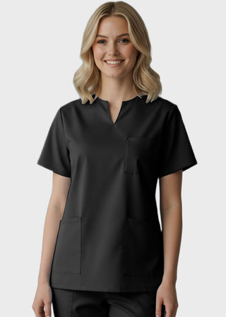 Panda Uniform Women's Three Pocket Split Neck Nursing Scrub Top