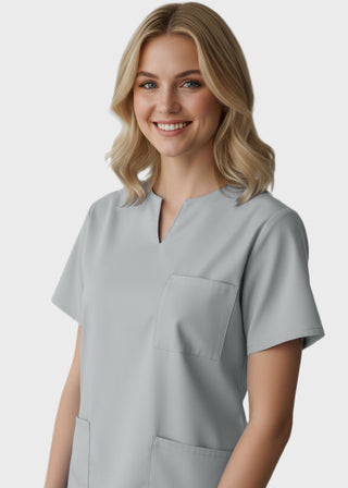 Panda Uniform Women's Three Pocket Split Neck Nursing Scrub Top
