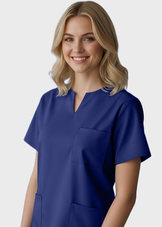 Panda Uniform Women's Three Pocket Split Neck Nursing Scrub Top
